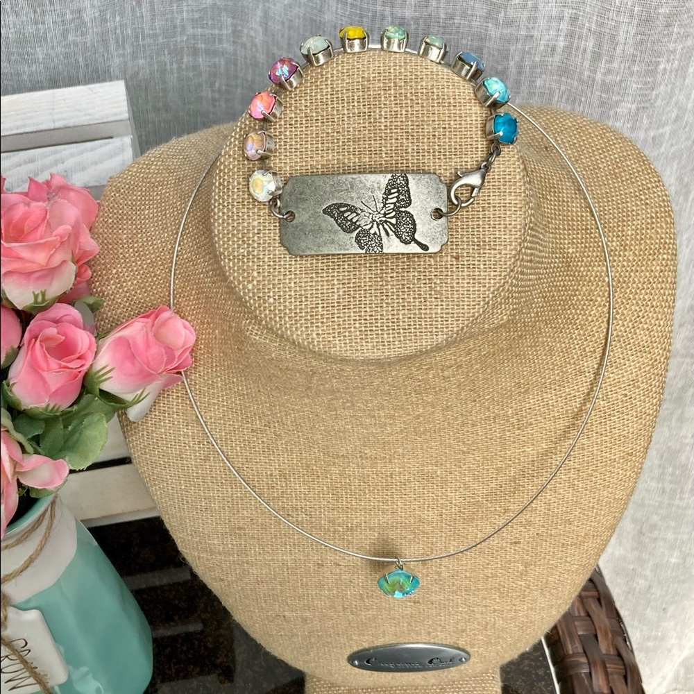 Swarovski Crystal “ Pastel Rainbows & Butterflies” Jewelry Set
